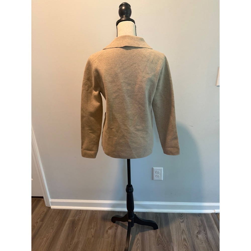 J.Crew Women Sweater Blazer Sand Beige Gold Crest Button Size Small NWT - Picture 2 of 7